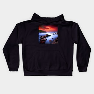 Realistic Stairway of Flowing Water in a Starry Sky Fantasy Kids Hoodie